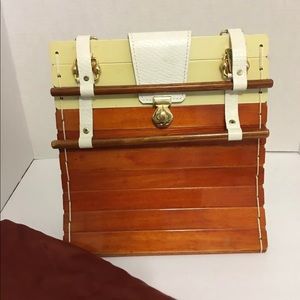 Adriana Jimenez Wood & Leather Purse Rare